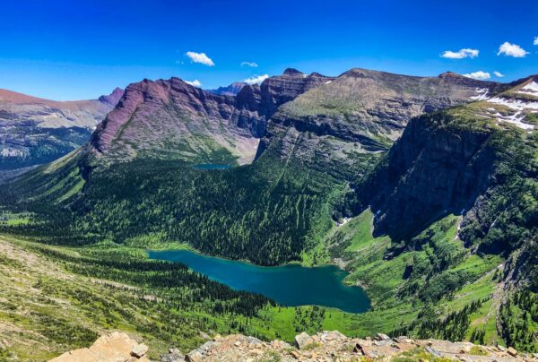 Medicine Grizzly Lake from Triple Divide Pass - Glacier National Park - 12"x18" Heirloom Quality Custom Made Wooden Puzzle