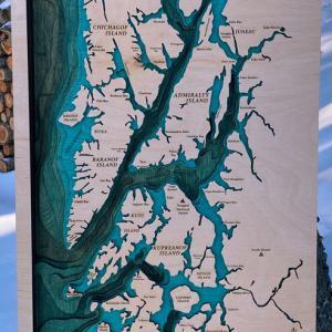 Alaska Inside Passage Wooden Map - 9 Layers - Extra Large 47" x 17"