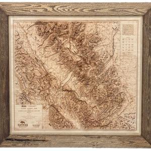 3D Glacier National Park Topographical Map - Barn Wood Frame - Extra Large 52" x 48"