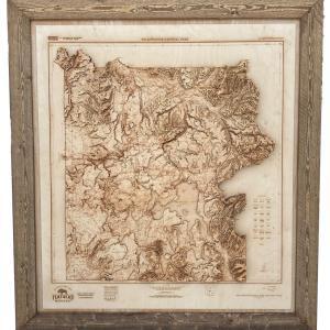 3D Yellowstone National Park Topographical Map - Barn Wood Frame - Extra Large 49" x 54"