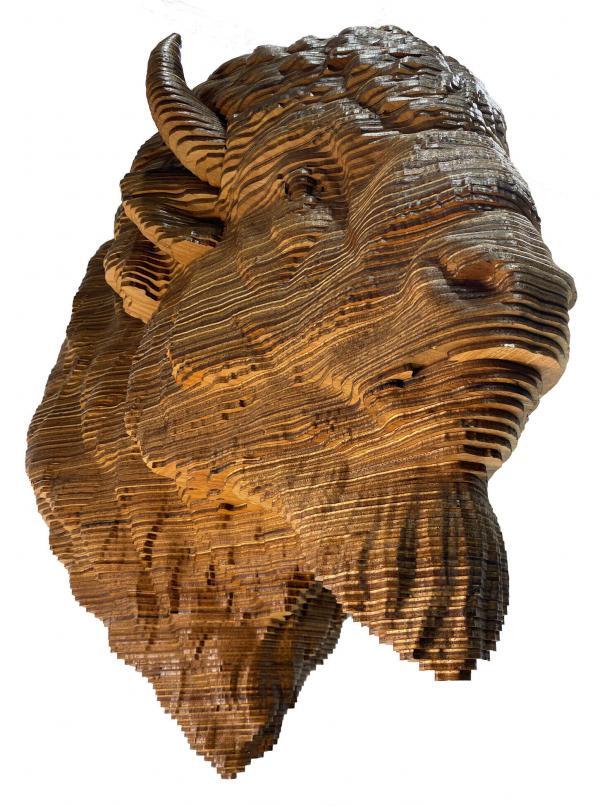 Big Ol' Bison - Robert Wood Wooden Sculpture