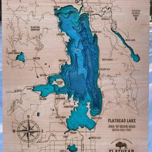 Flathead Lake Bathymetric Map - 8 Layers