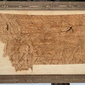 Montana Hydrology Map - Lakes and Rivers - Barn Wood Frame