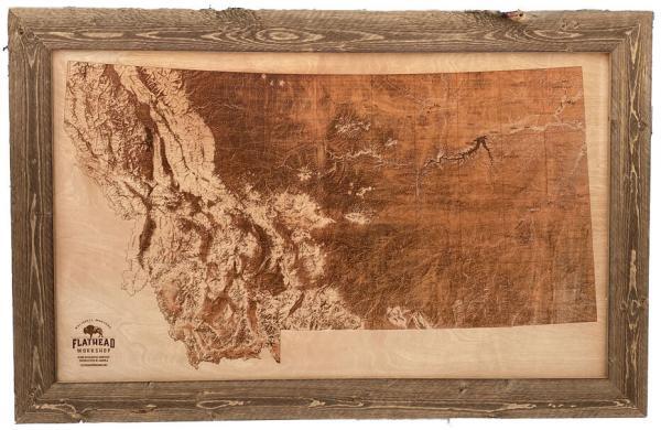 Montana Topographical Map - Barn Wood Frame