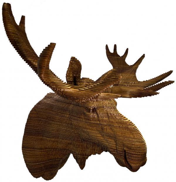 Big Ol' Moose - Robert Wood Wooden Sculpture