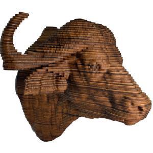 Lil' Water Buffalo - Robert Wood Wooden Sculpture